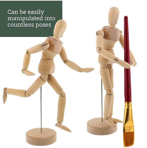 Wood Artist Drawing Manikin Articulated Mannequin with Base and Flexible Body 14 Jointed Doll