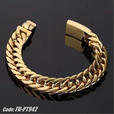 Golden Cuban Chain Bracelet Trendy Simple Hip-hop Punk Style Jewellery
