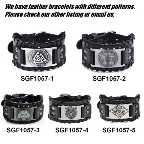Men's Bracelet Vintage Valknut Totem Symbol Leather Bracelet Jewellery