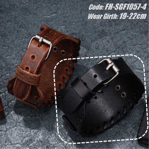 Men's Bracelet Vintage Elk Viking Shield Leather Bracelet Jewellery