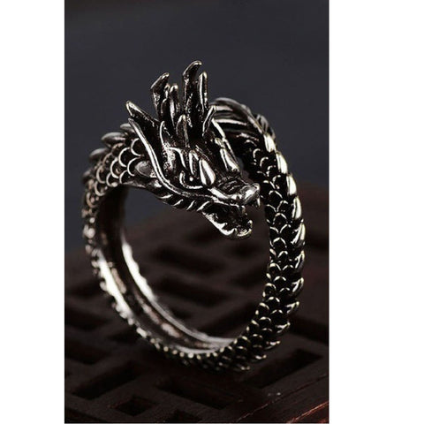 Men's Dragon Ring Vintage Open Ring Punk Gothic Jewellery Adjustable Size 7-12