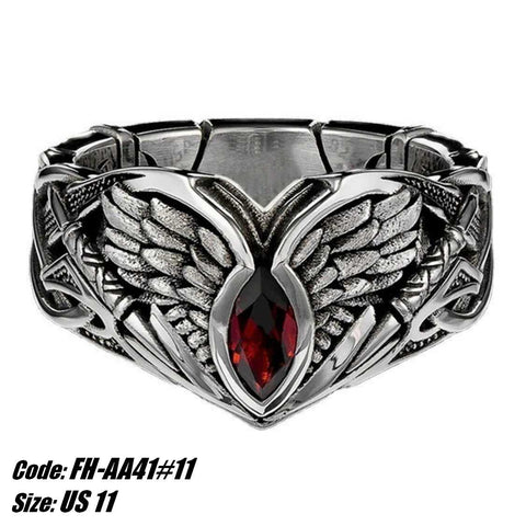 Men's Ring Fallen Angel Wings Demon Eyes Punk Ring Jewellery Size 11