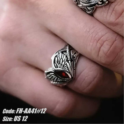 Men's Ring Fallen Angel Wings Demon Eyes Punk Ring Jewellery Size 12