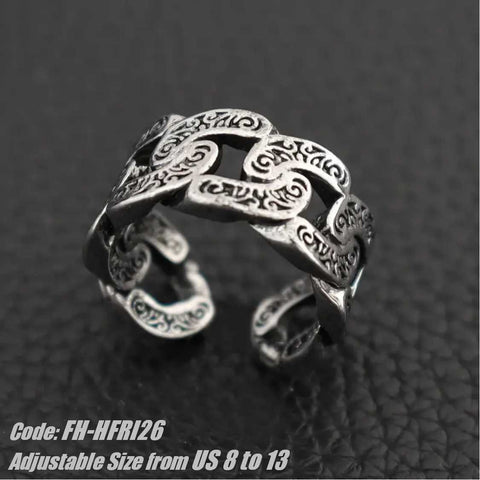 Men's Ring Retro Wisteria Grass Pattern Open Ring Adjustable Jewellery
