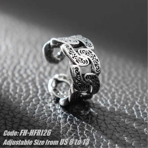 Men's Ring Retro Wisteria Grass Pattern Open Ring Adjustable Jewellery