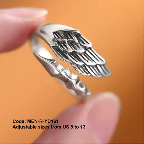 Men's Ring Creative Wing Ring Simple Opening Ring Jewellery Adjustable Size