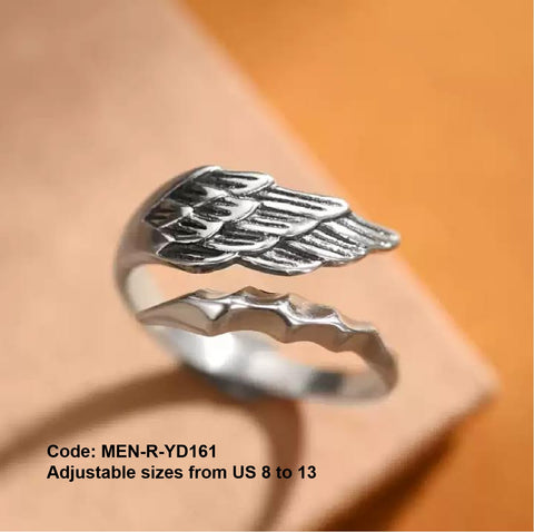 Men's Ring Creative Wing Ring Simple Opening Ring Jewellery Adjustable Size