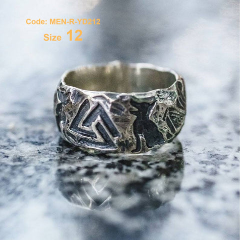 Men's Ring Vintage Hammered Viking Wolf Band Ring Jewellery Size 12