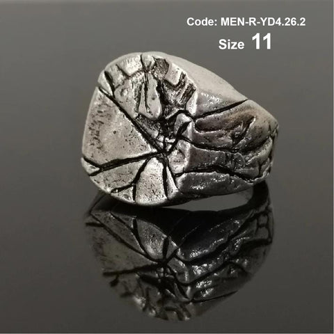 Men's Ring Vintage Alloy Crackle Square Domineering Ring Jewellery Size 11