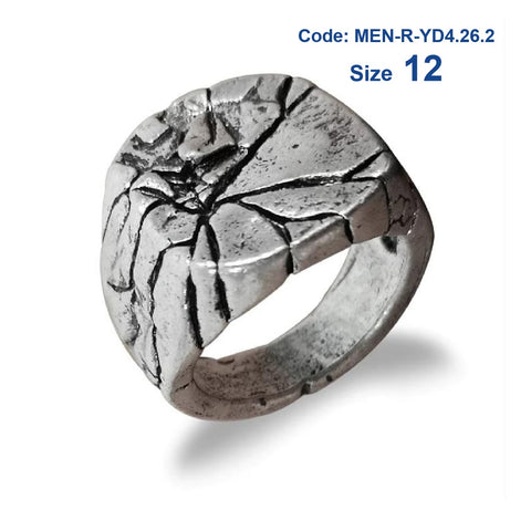 Men's Ring Vintage Alloy Crackle Square Domineering Ring Jewellery Size 12