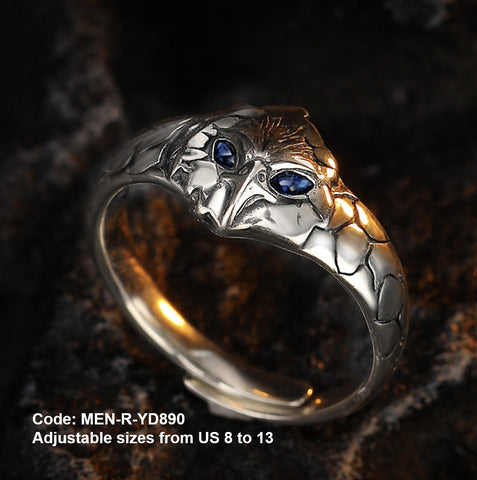 Men's Ring Retro Eagle Ring Single Opening Ring Thai Silver Ring Jewellery