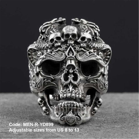 Men's Ring Vintage Gothic Calvarium Skull Punk Ring Halloween Fashion Jewellery