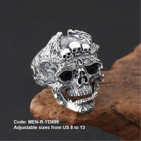 Men's Ring Vintage Gothic Calvarium Skull Punk Ring Halloween Fashion Jewellery
