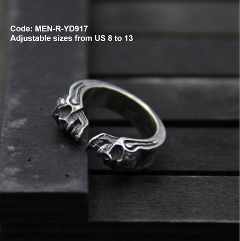 Men's Ring Vintage Double Skull Ring Band Ring Statement Ring Punk Jewellery