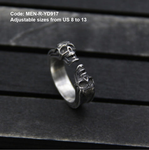 Men's Ring Vintage Double Skull Ring Band Ring Statement Ring Punk Jewellery