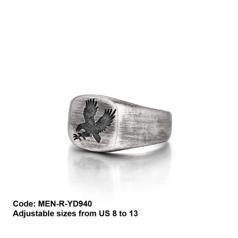 Men's Ring Vintage Flying Eagle Wing Animal Ring Opening Ring Jewellery