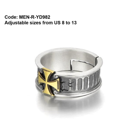 Men's Ring 925 Sterling Silver Vintage Cross Ring Open Ring Jewellery