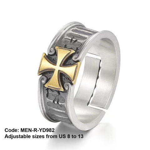 Men's Ring 925 Sterling Silver Vintage Cross Ring Open Ring Jewellery