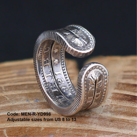 Men's Ring 925 Sterling Silver Morgan Silver Dollar Coin Ring Jewellery