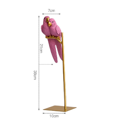 Large Creative Resin Pink Parrot Bird Animals Figure Sculpture