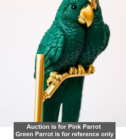 Large Creative Resin Pink Parrot Bird Animals Figure Sculpture