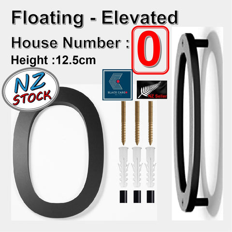 Modern Floating 125mm House Numbers Letter Box Numbers -Number 0