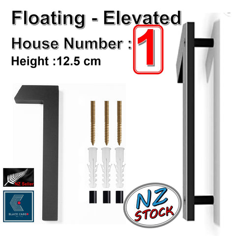 Modern Floating 125mm House Numbers Letter Box Numbers -Number 1