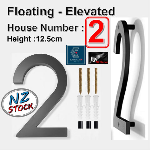 Modern Floating 125mm House Numbers Letter Box Numbers -Number 2