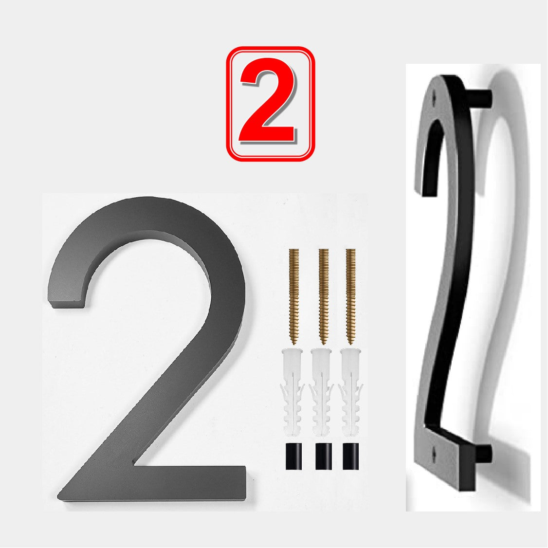 Number 2 In Box Modern Floating 125mm House Numbers Letter Box Numbers -Number 2 ...