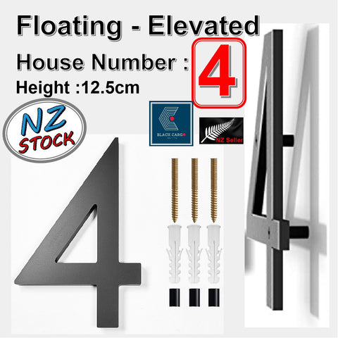 Modern Floating 125mm House Numbers Letter Box Numbers -Number 4