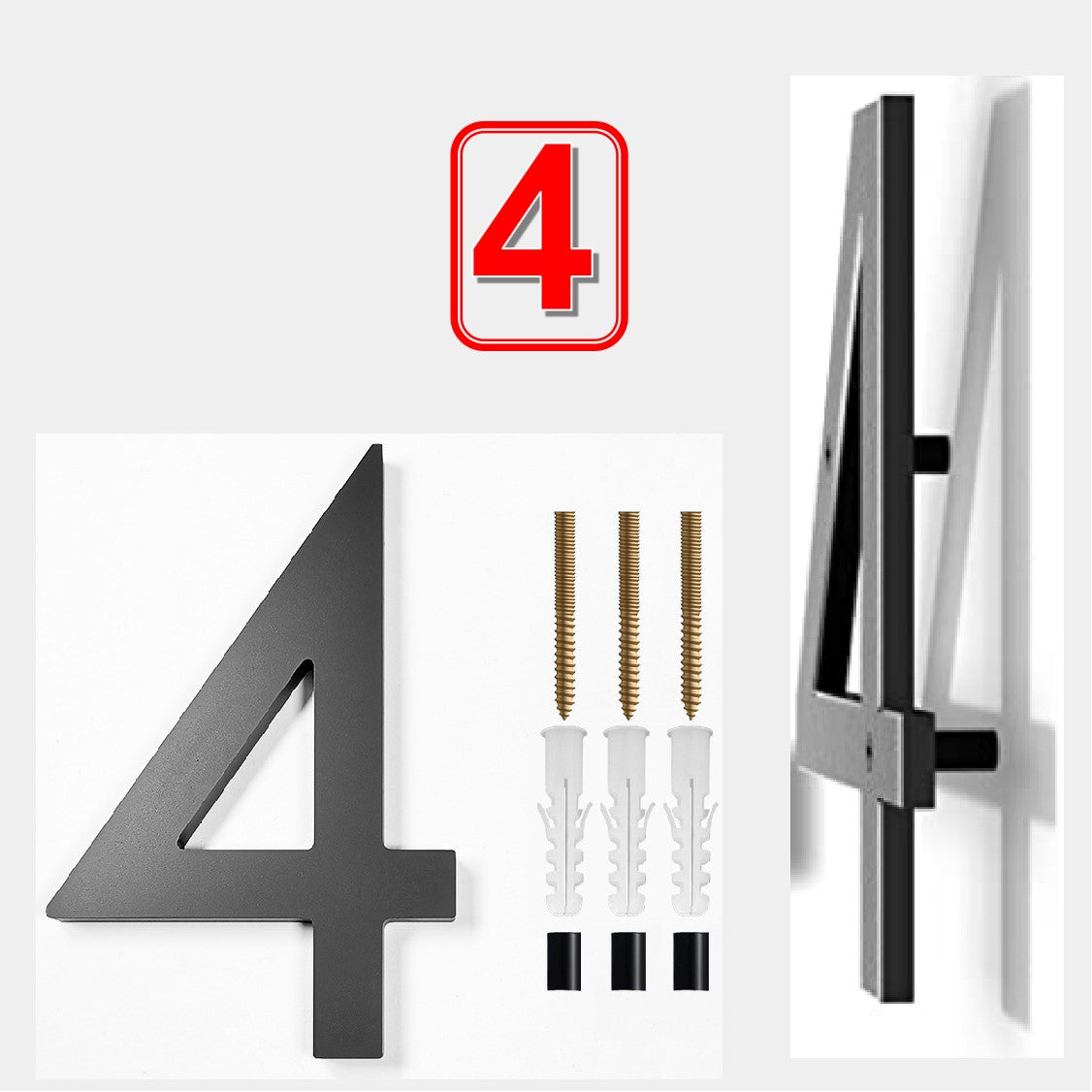 Building Box Numbers Modern Floating 125mm House Numbers Letter Box Numbers -Number 4 ...