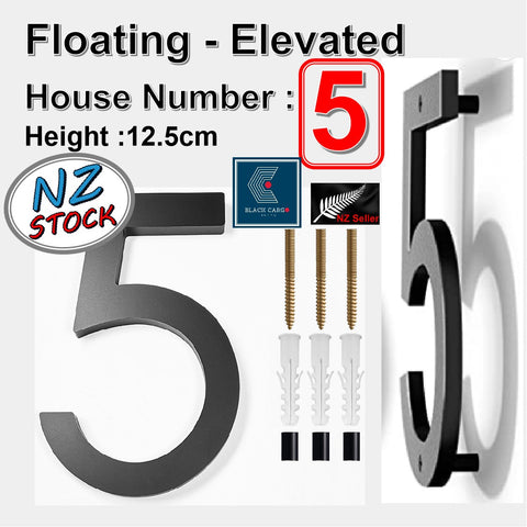 Modern Floating 125mm House Numbers Letter Box Numbers -Number 5