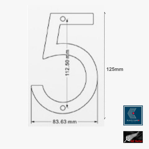 Modern Floating 125mm House Numbers Letter Box Numbers -Number 5