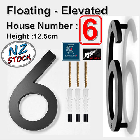 Modern Floating 125mm House Numbers Letter Box Numbers -Number 6