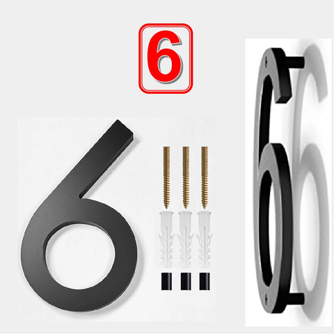 Modern Floating 125mm House Numbers Letter Box Numbers -Number 6