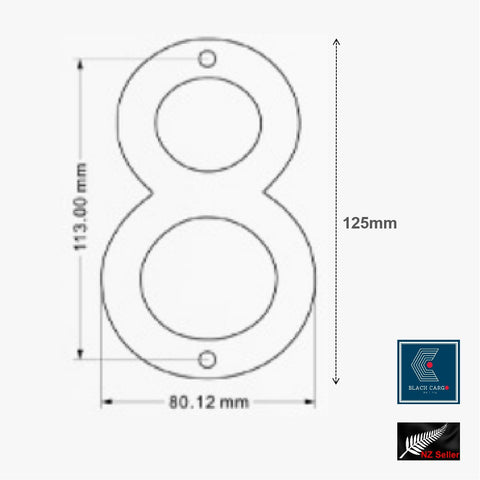 Modern Floating 125mm House Numbers Letter Box Numbers -Number 8