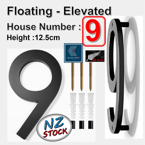 Modern Floating 125mm House Numbers Letter Box Numbers -Number 9