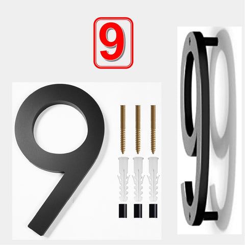 Modern Floating 125mm House Numbers Letter Box Numbers -Number 9