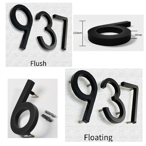 Modern Floating 125mm House Numbers Letter Box Numbers -Number 6