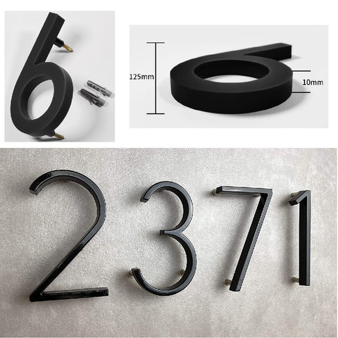 Modern Floating 125mm House Numbers Letter Box Numbers -Number 6