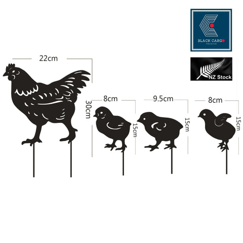 4Pcs Chicken Yard Art Metal Decorative Garden Stakes Rooster Animal sculpture