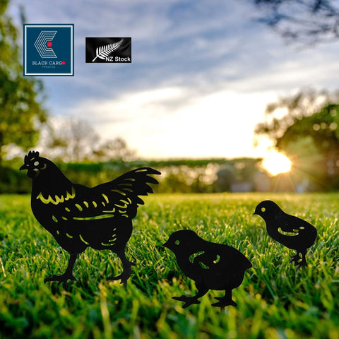 4Pcs Chicken Yard Art Metal Decorative Garden Stakes Rooster Animal sculpture