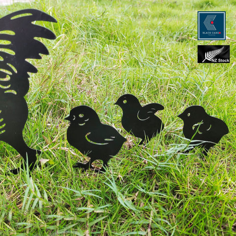 4Pcs Chicken Yard Art Metal Decorative Garden Stakes Rooster Animal sculpture