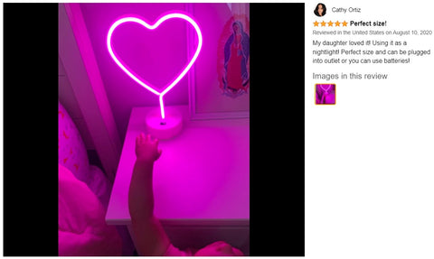 Neon Sign LED light Table Pink Heart Lamp Desk Bedside Lamp Night lights Heart