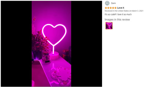 Neon Sign LED light Table Pink Heart Lamp Desk Bedside Lamp Night lights Heart