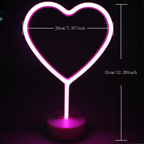 Neon Sign LED light Table Pink Heart Lamp Desk Bedside Lamp Night lights Heart