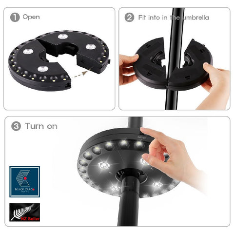 Cordless Outdoor Umbrella Light 3 Modes Umbrella Pole Light for Patio Umbrella