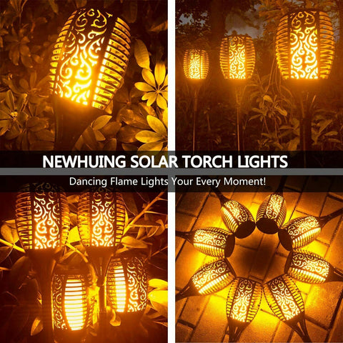 2Pack Solar Flame Lights Torch Dancing Flickering Lamp LED Garden Lights