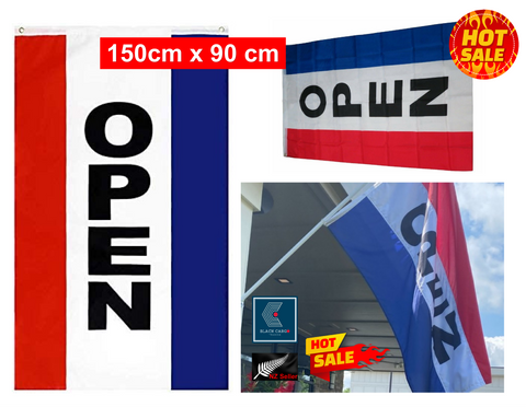 OPEN Sign Flag Open Flag for Businesses 2 Brass Grommets 90cm x 150cm