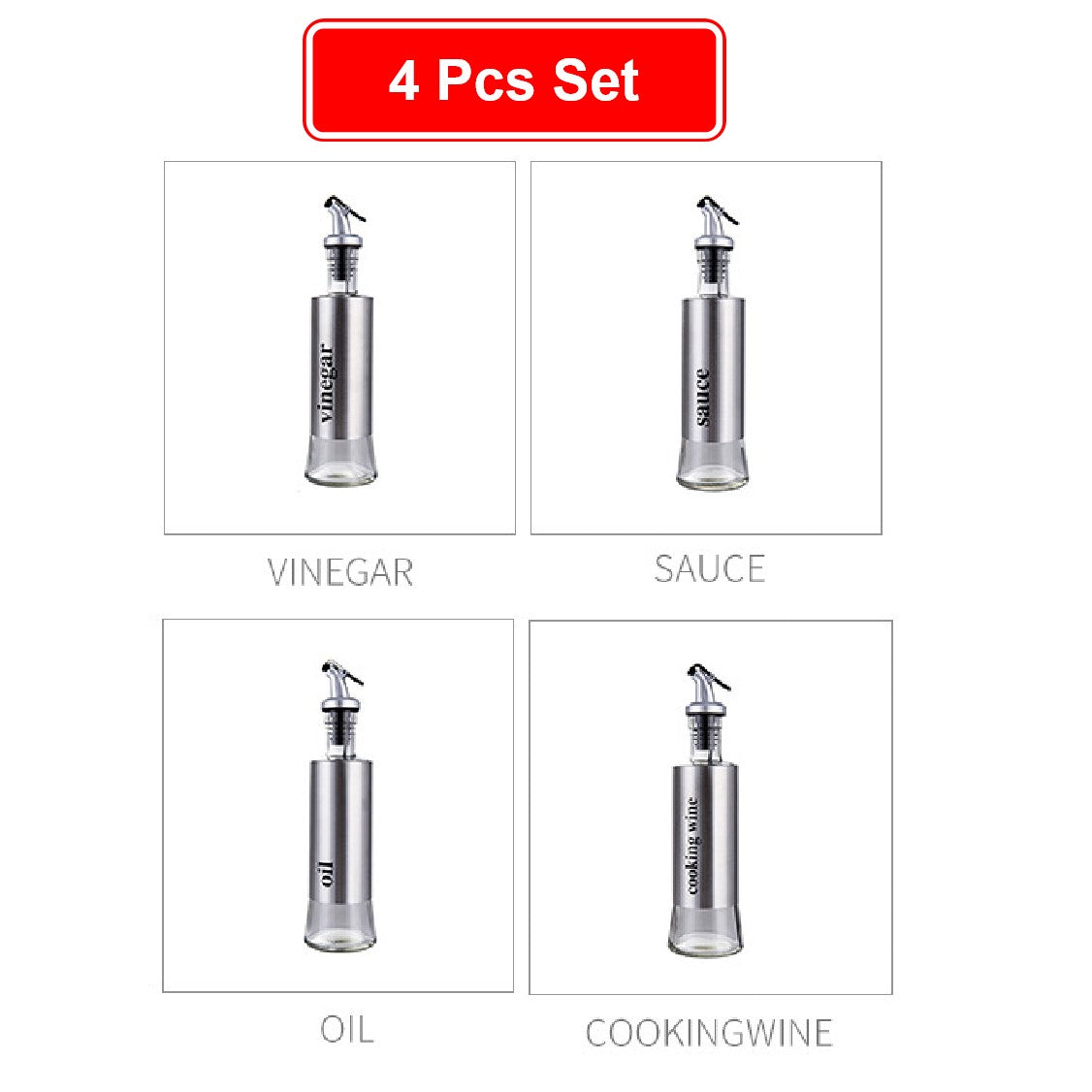 4 Pack Oil and Vinegar Cruet Dispenser - Referdeal